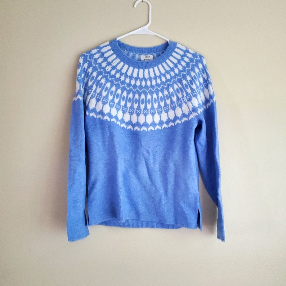 J. Crew Fair Isle Sweater in Extra Soft Yarn Size Small Periwinkle Blue NWT